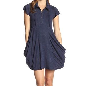 Kensie Dress Drapey Pockets Navy L